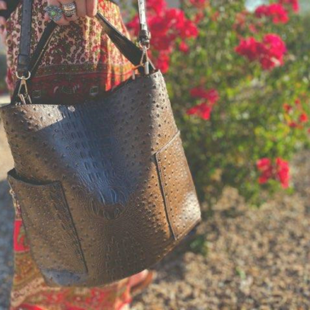 Ostrich Vegan Purse - Brown